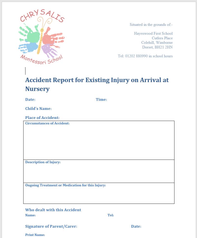 Coming to nursery with an existing injury or new medicine…