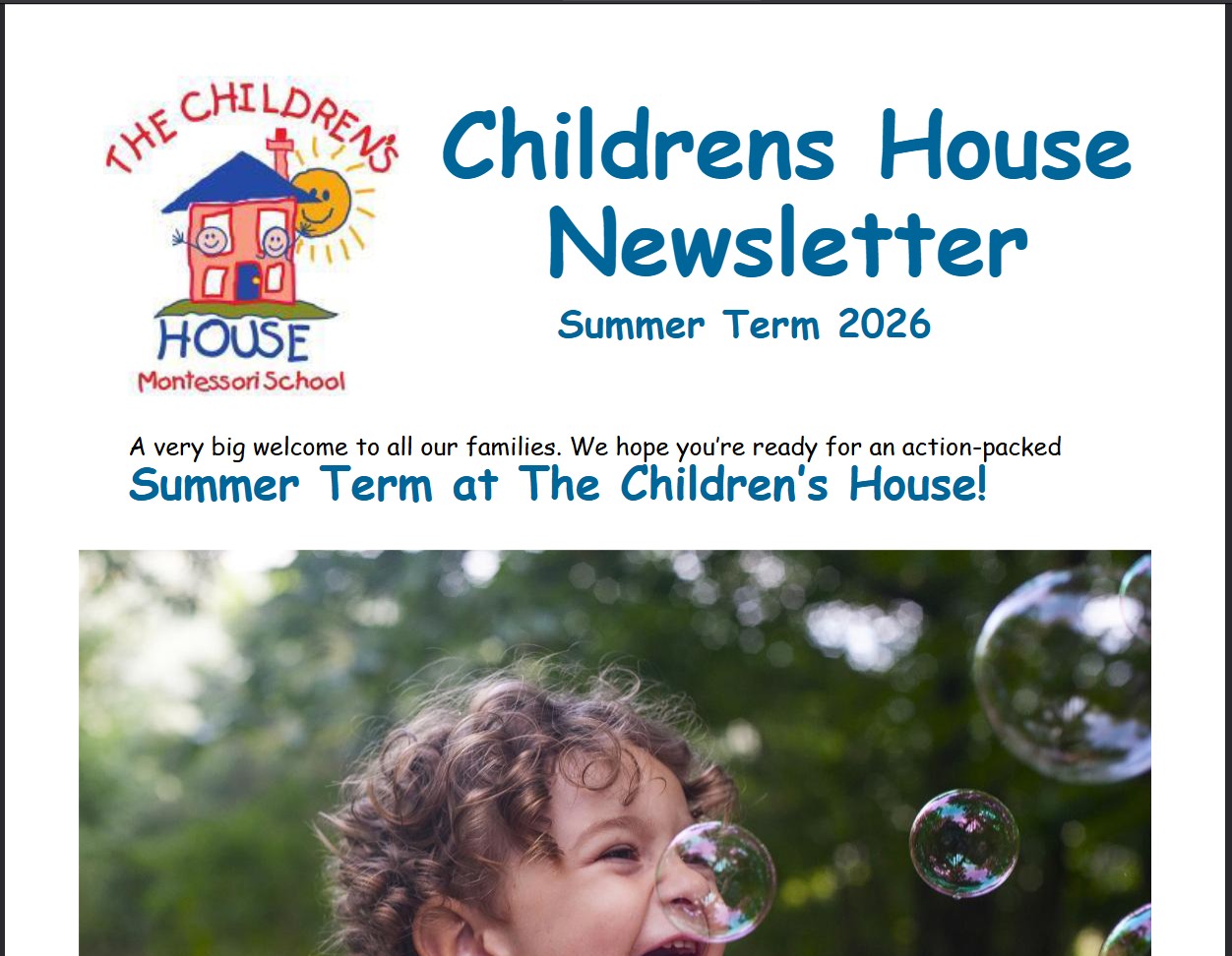 Childrens House Summer Term newsletter 2026