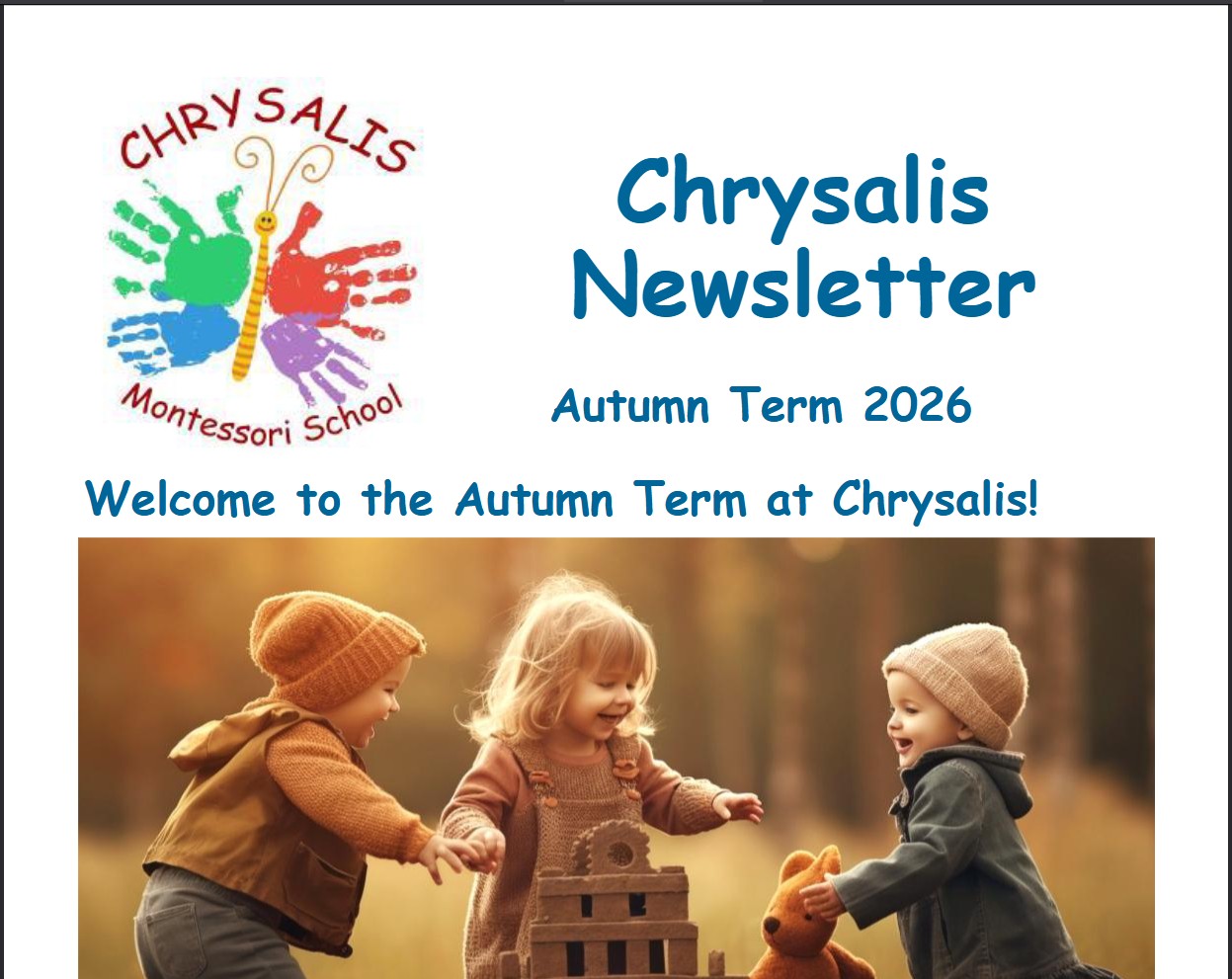Chrysalis Autumn Term Newsletter 2026